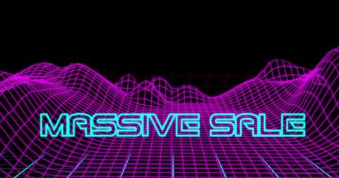 Retro Neon Massive Sale Announcement - Download Free Stock Images Pikwizard.com