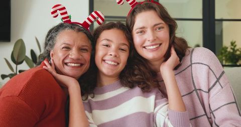 Three Generational Family Celebrating Merry Holidays Together