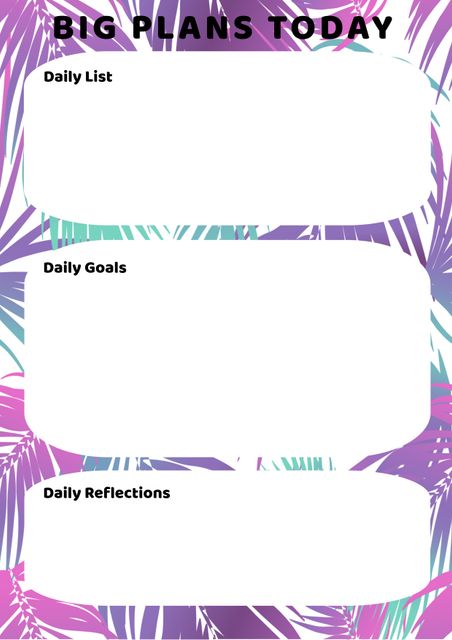 Colorful Tropical Theme Big Plans Today Planner Template - Download Free Stock Templates Pikwizard.com