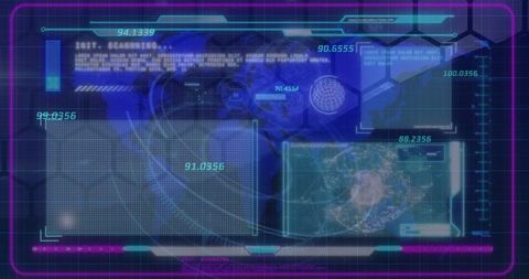 Futuristic financial data processing on global digital interface