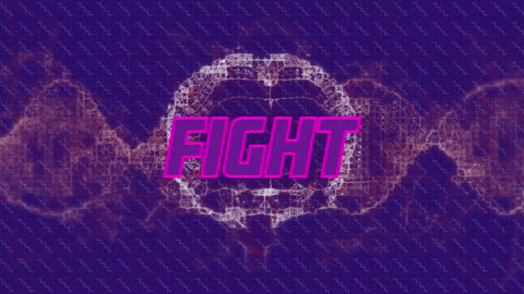 Futuristic Fight Text Over Brain and DNA Graphic