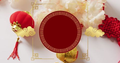 Elegant Chinese Festive Decorations with Floral Elements - Download Free Stock Images Pikwizard.com