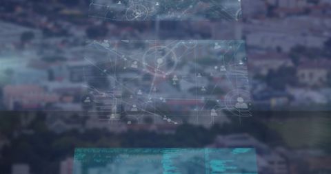 Futuristic Digital Interface with Global Connections Overlaying Landscape - Download Free Stock Images Pikwizard.com