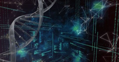 intertwining dna helix over digital cryptographic interface - Download Free Stock Images Pikwizard.com