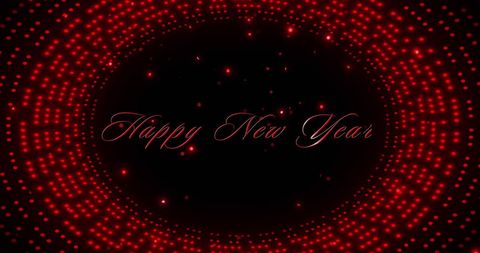 Happy New Year Message with Glowing Red Lighting Background