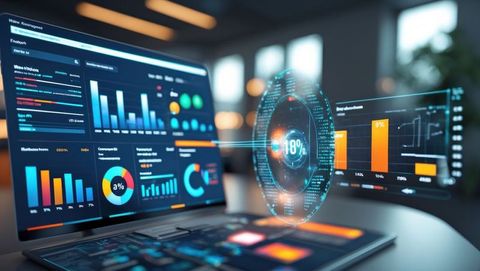 Holographic Data Interface Enhancing Digital Business Analytics - Download Free Stock Images Pikwizard.com
