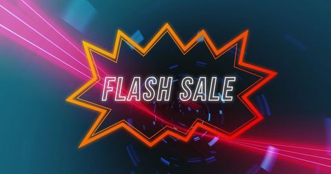 Vibrant flash sale banner with neon burst and lights