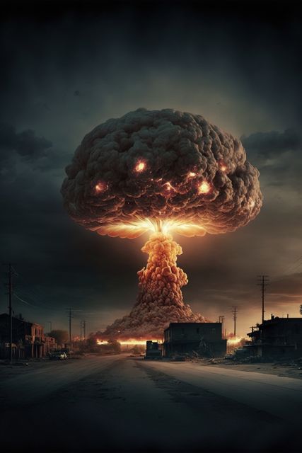 Image of cityscape with nuclear explosion created using generative ai technology - Download Free Stock Photos Pikwizard.com