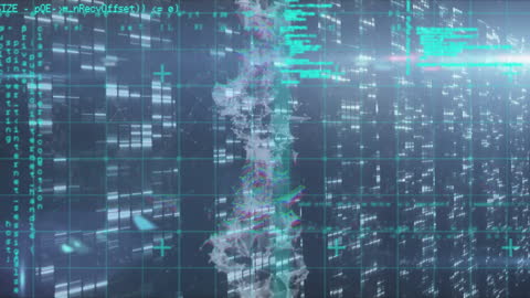 Futuristic Genetic Data and Digital Interface Animation