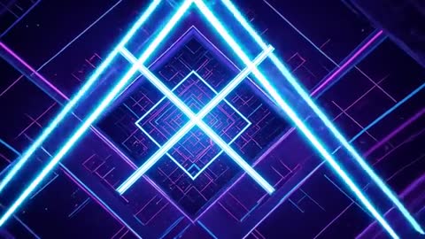 Futuristic Neon Grid with Concentric Squares and Cross