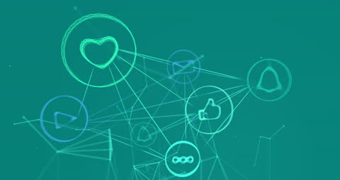 Digital Media Icons and Networking Concept