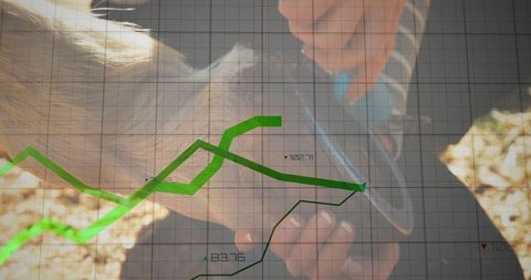 Farrier trimming horse hoof with data analytics overlay