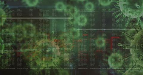 Terminal code merging with virus overlay, red alert boxes pulsing across urban silhouettes