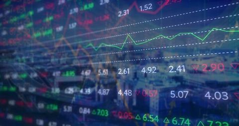 Stock Market Trends with Cityscape Background