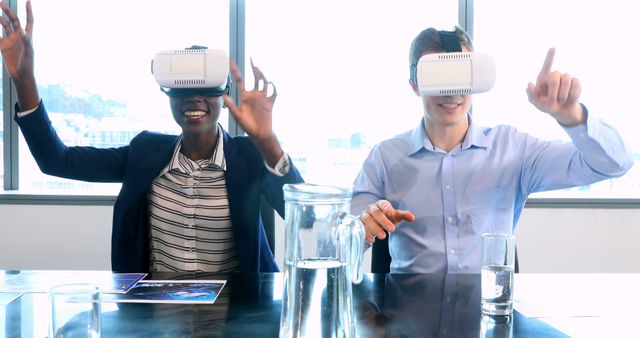 Colleagues Participating in VR Experience During Business Meeting - Download Free Stock Images Pikwizard.com