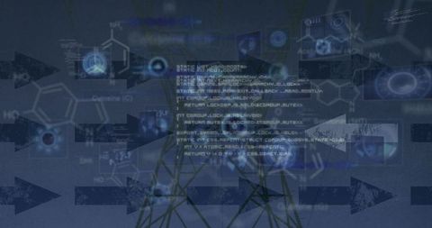abstract tech background with programming code and chemical structures - Download Free Stock Images Pikwizard.com