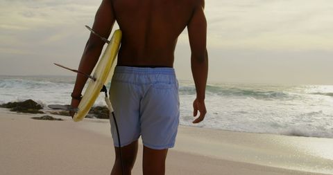 Surfer Walking with Board Towards Sea - Download Free Stock Images Pikwizard.com
