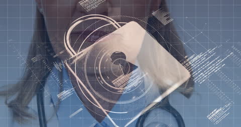 Digital Security in Healthcare with Doctor and Padlock Graphic