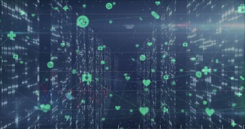 Digital Networking and Data Flow with Technology Icons - Download Free Stock Images Pikwizard.com