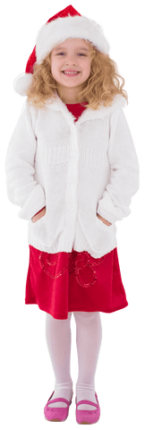 Smiling Little Girl in Santa Hat on Transparent Background