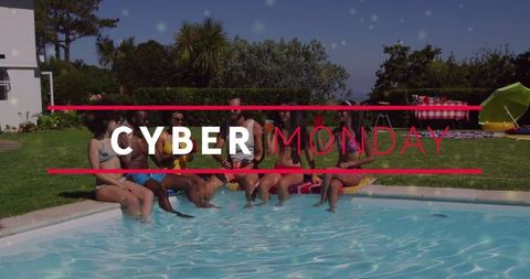 Young Friends Relaxing by Pool During Summer Gathering