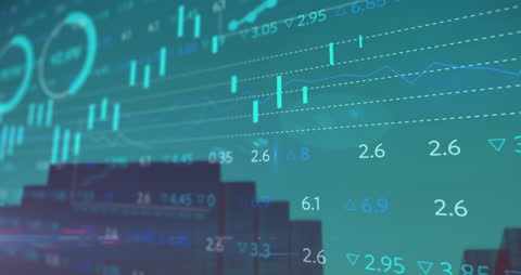 Financial Data Animation with Modern Office Background