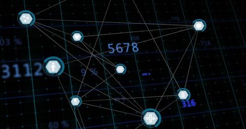 Digital Network with Data Processing Symbols for Global Connections - Download Free Stock Images Pikwizard.com