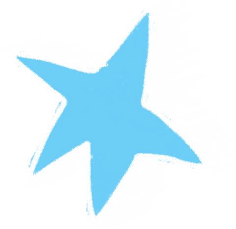 Transparent Sketch of Blue Star on Blackboard Background