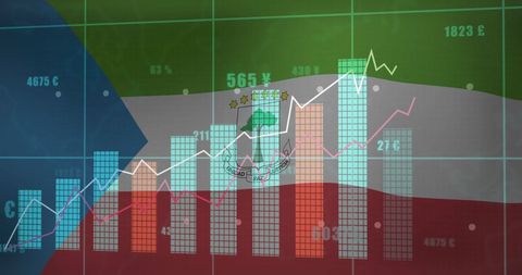 Financial Growth Trends Overlaid on Equatorial Guinea Flag - Download Free Stock Images Pikwizard.com