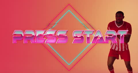 Retro Video Game Start Screen with Neon Design