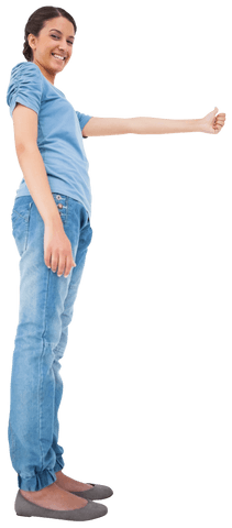 Confident Smiling Woman Giving Thumbs Up Transparent Background