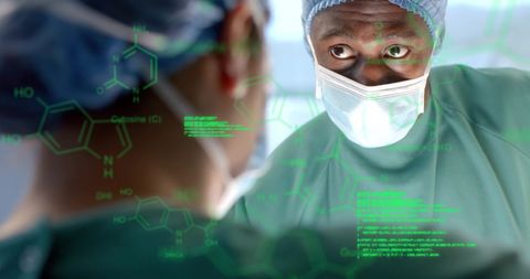 Diverse Surgeons Analyzing Scientific Data in Hospital Setting