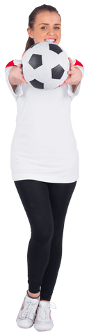 Football Enthusiast Holding Soccer Ball with Transparent Background