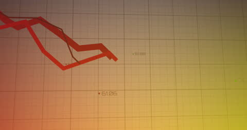 Downward Red Line Graph on Yellow Gradient Background