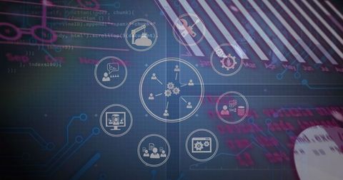 Digital Business Interface with Global Data Processing Elements - Download Free Stock Images Pikwizard.com