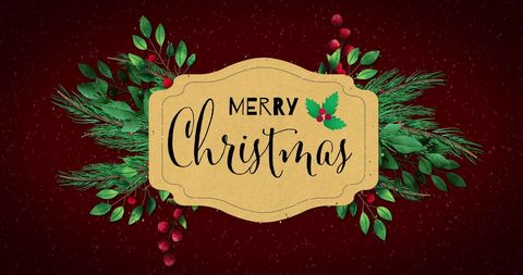 Elegant Merry Christmas Greeting Card with Festive Decoration