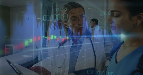 Healthcare Professionals Analyzing Medical Data in Hospital Environment