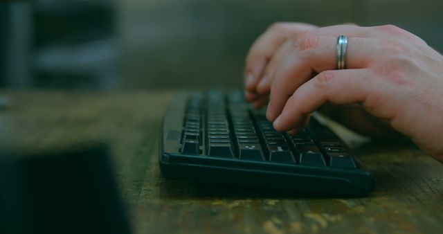 Male Hands Typing on Keyboard in Dimly Lit Room - Download Free Stock Images Pikwizard.com