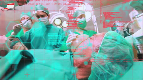 Digital Interface Overlay on Surgical Team in Operating Room