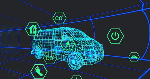 3d van model with digital data interface and ecological indicators - Download Free Stock Images Pikwizard.com