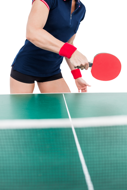 Woman Wearing Wristbands Hitting Ping Pong Ball Over Transparent Background - Download Free Stock Videos Pikwizard.com