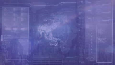 Futuristic Digital Interface with Cyber World Map