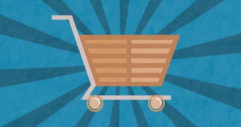 Retro shopping cart icon with blue radial background