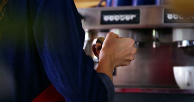 Barista Hand Operating Espresso Machine in Coffee Shop - Download Free Stock Images Pikwizard.com