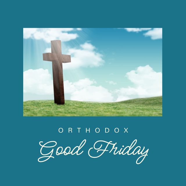 Orthodox Good Friday Cross against Cloudy Sky with Text - Download Free Stock Templates Pikwizard.com