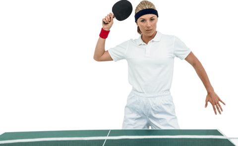 focused female athlete playing table tennis transparent background - Download Free Stock Videos Pikwizard.com