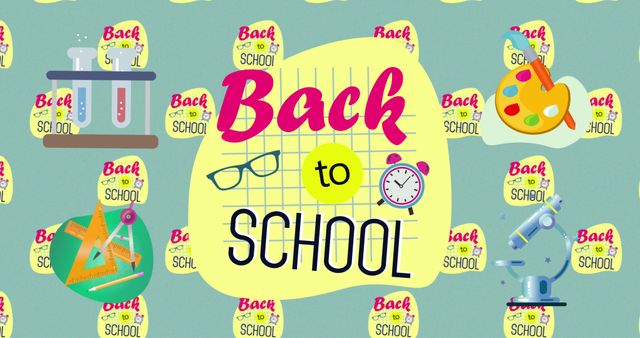 Colorful Back to School Icons and Learning Tools Pattern Background - Download Free Stock Images Pikwizard.com