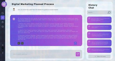 digital marketing plan and ai chat interface in purple ui - Download Free Stock Images Pikwizard.com