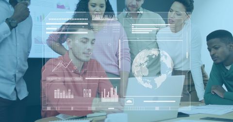 Diverse Team Analyzing Business Data with Digital Overlay - Download Free Stock Images Pikwizard.com