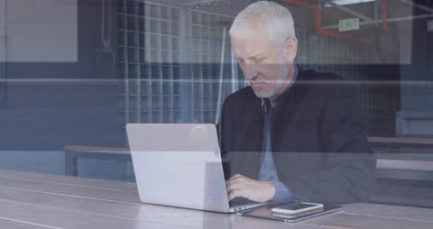 Senior Businessman Working on Laptop in Modern Office